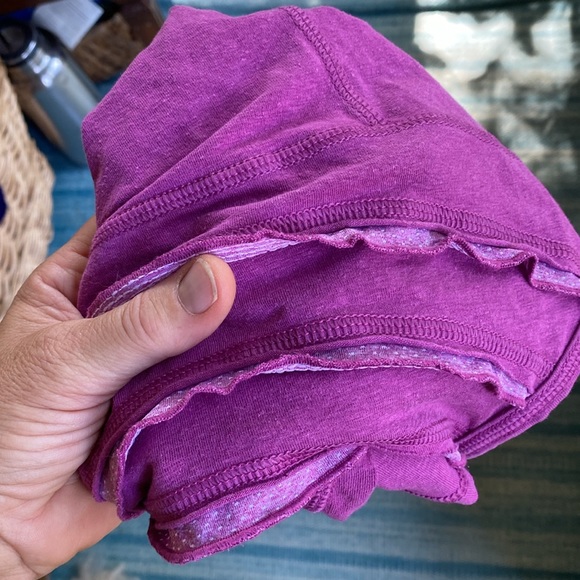 Prana Camisole Hemp cotton stretch ruffle shelf bra pink purple magenta medium M - Picture 11 of 11